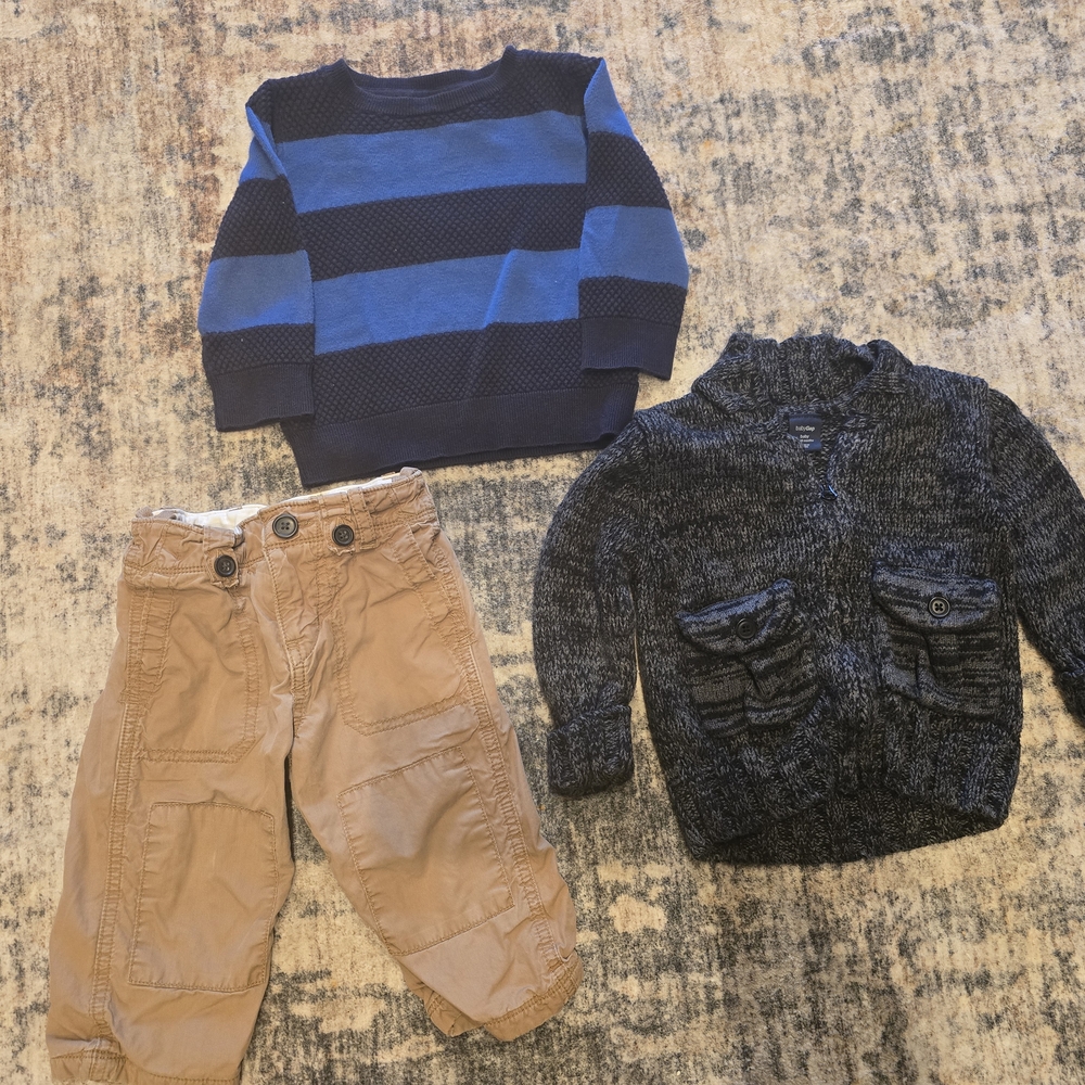 Blue and Black Striped Kids Sweater